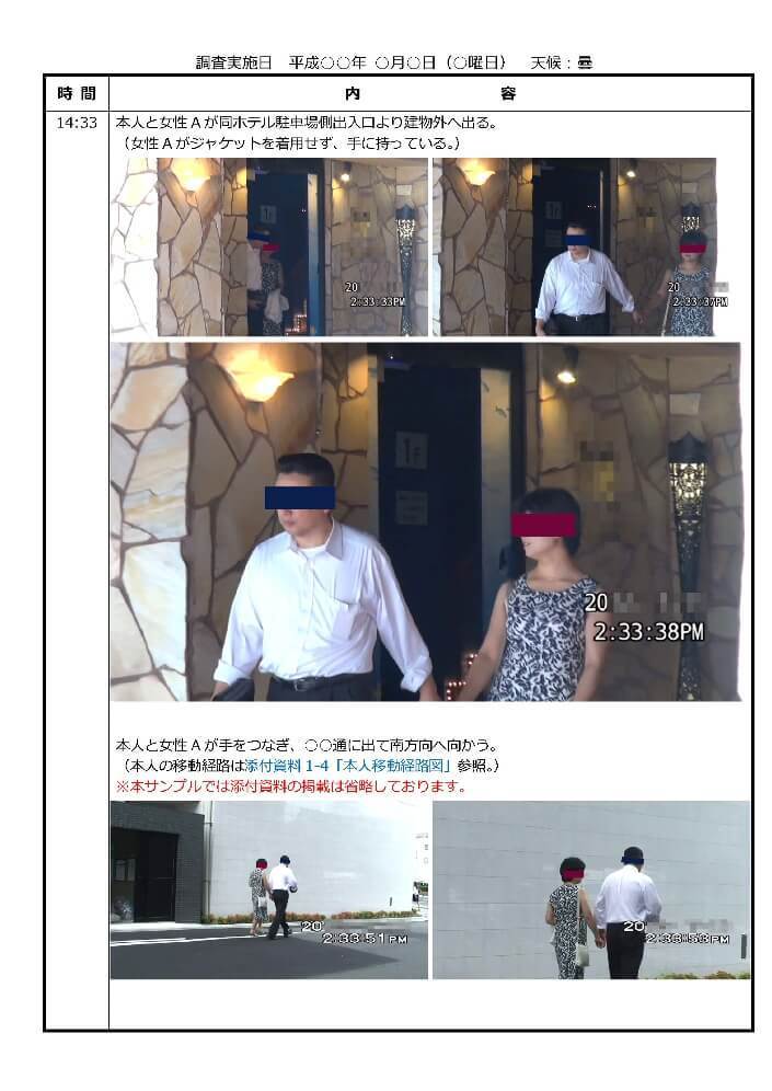 徒歩尾行浮気調査報告書サンプル12